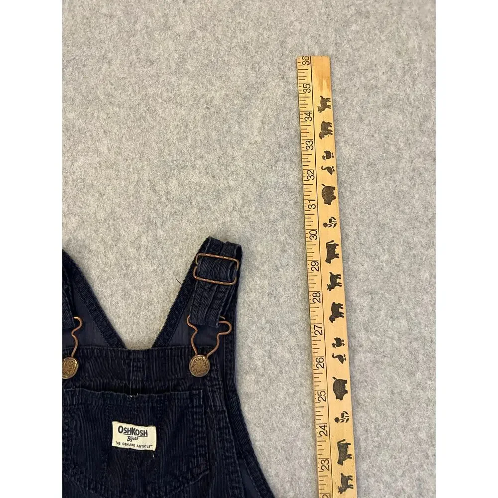 OshKosh B'gosh Baby Girls 2T 100% Cotton Overalls Corduroy 3D Flower Navy‎ Blue